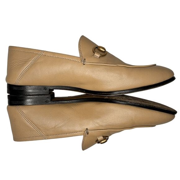 Gucci Brixton Horsebit Loafers EU 35.5 US 5.5 Wheat Beige Leather Slip On Flats - Picture 4 of 10